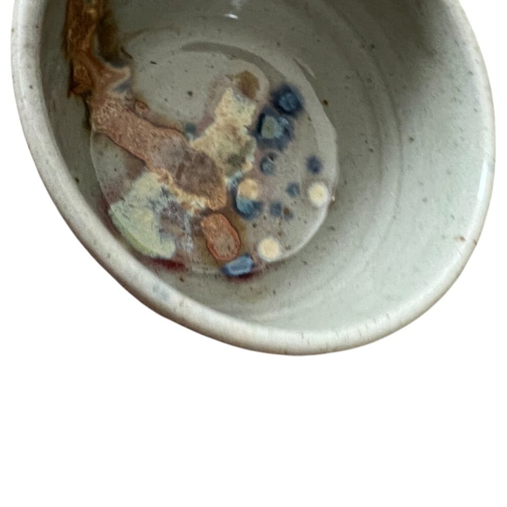 Handmade Pottery Bowl – Studio Stoneware Multicolor Drip Glaze Stunning! 5" dia - Picture 7 of 10
